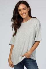 Heather Grey Basic Short Sleeve Maternity Tee