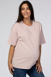 Light Pink Basic Short Sleeve Maternity Tee