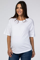 White Basic Short Sleeve Maternity Tee