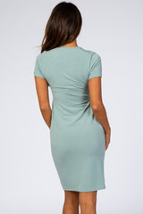 Mint Knit Wrap Fitted Nursing Dress