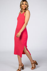 Fuchsia Ribbed Midi Dress