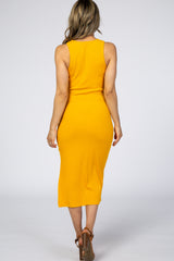 Yellow Ribbed Midi Dress