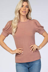 Mauve Bubble Short Sleeve Maternity Top