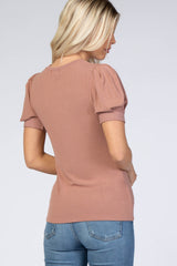 Mauve Bubble Short Sleeve Maternity Top