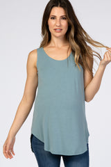 Light Teal Basic Sleeveless Maternity Top