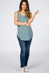 Light Teal Basic Sleeveless Maternity Top