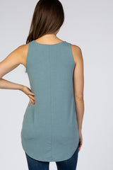 Light Teal Basic Sleeveless Maternity Top