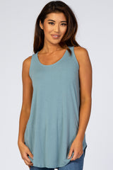 Light Teal Basic Sleeveless Maternity Top