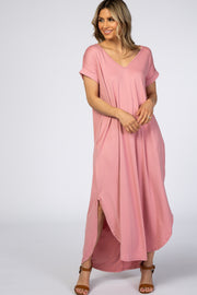 Pink Side Slit Maxi Dress