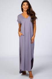 Lavender Side Slit Maxi Dress