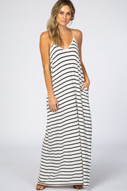 Ivory Striped Cami Strap Maxi Dress