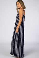 Navy Striped Cami Strap Maxi Dress