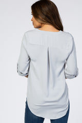 Light Grey V-Neck Maternity Blouse