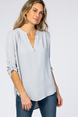 Light Grey V-Neck Maternity Blouse