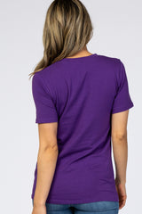 Purple Crew Neck Short Sleeve Top