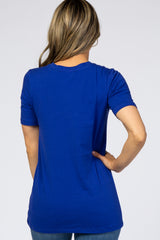 Royal Blue Crew Neck Short Sleeve Top