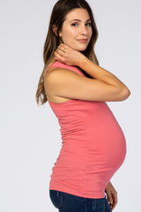 Coral Pink Racerback Maternity Tank Top