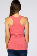 Coral Pink Racerback Maternity Tank Top