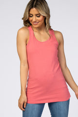 Coral Pink Racerback Maternity Tank Top