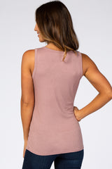 Mauve Ribbed Sleeveless Top