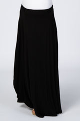 Black Rounded Hem Maternity Maxi Skirt