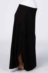 Black Rounded Hem Maternity Maxi Skirt