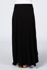 Black Rounded Hem Maternity Maxi Skirt