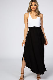 Black Rounded Hem Maxi Skirt