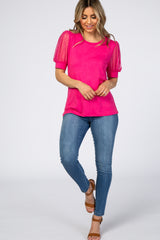 Fuchsia Mesh Sleeve Top