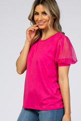 Fuchsia Mesh Sleeve Top