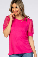 Fuchsia Mesh Sleeve Top