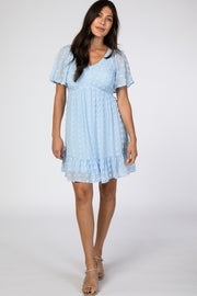 Light Blue Swiss Dot Smocked Dress