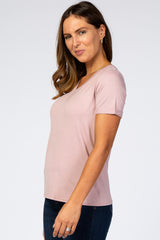 Mauve V-Neck Cuff Sleeve Top