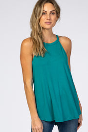 Teal Rounded Halter Neck Top