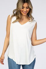 Ivory V-Neck Sleeveless Top