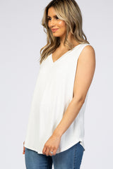 Ivory V-Neck Sleeveless Top