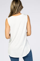 Ivory V-Neck Sleeveless Top