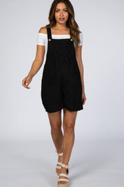 Black Maternity Short Overalls