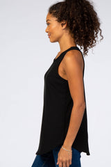 Black Ribbed Sleeveless Top