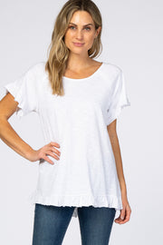 White Ruffle Trim Top