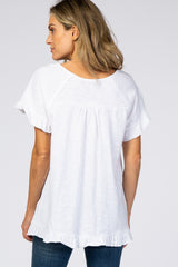 White Ruffle Trim Top