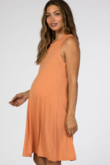 Orange Sleeveless Maternity Dress