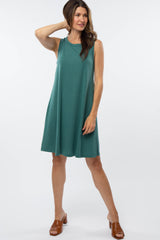 Teal Sleeveless Maternity Dress