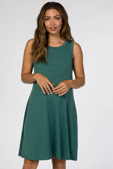 Teal Sleeveless Maternity Dress