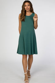 Teal Sleeveless Maternity Dress