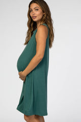 Teal Sleeveless Maternity Dress