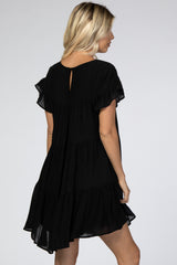 Black Tiered Ruffle Sleeve Dress