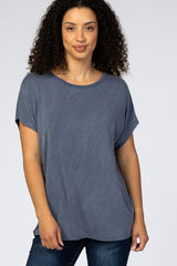 Navy Cross Back Short Sleeve Top