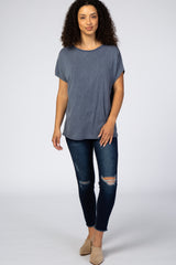 Navy Cross Back Short Sleeve Top