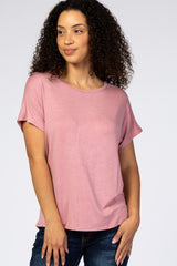 Mauve Cross Back Short Sleeve Top